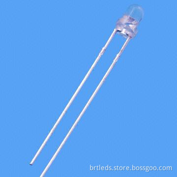 3mm Round LED Lamp, Hyper Red Color/624nm, with Water Clear Lens, 2,200mcd, 30° Viewing Angle
